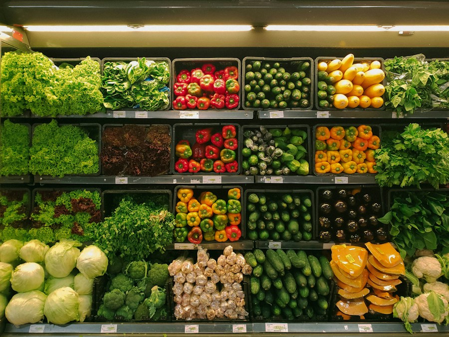 Fresh vegetables, peppers and market produce